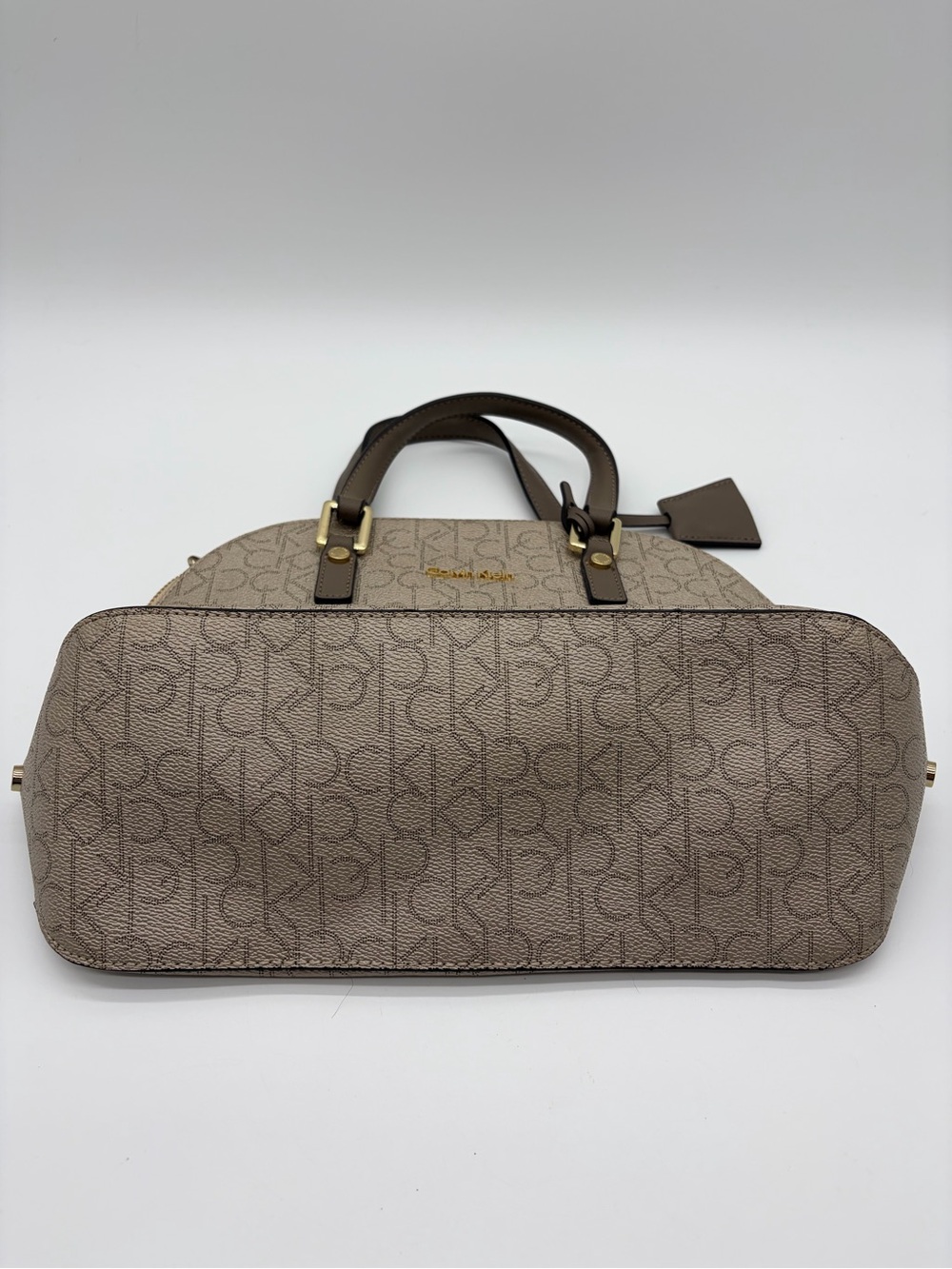 Calvin Klein Brown Monogram Dome Satchel with Gold Hardware - Picture 9 of 11